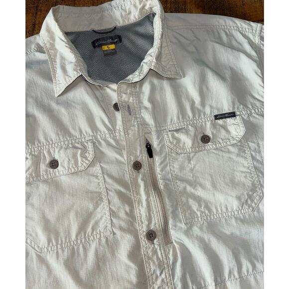 Mens Eddie Bauer Travex Light Khaki Long Sleeve Outdoor‎ Performance Shirt Large - Picture 1 of 8